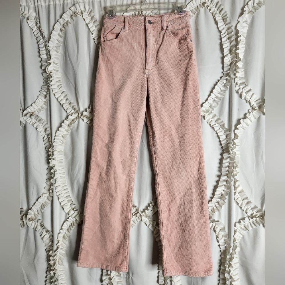 ROLLA'S Pink High Rise Corduroy Straight Leg Pants Blush Pink Sz 26